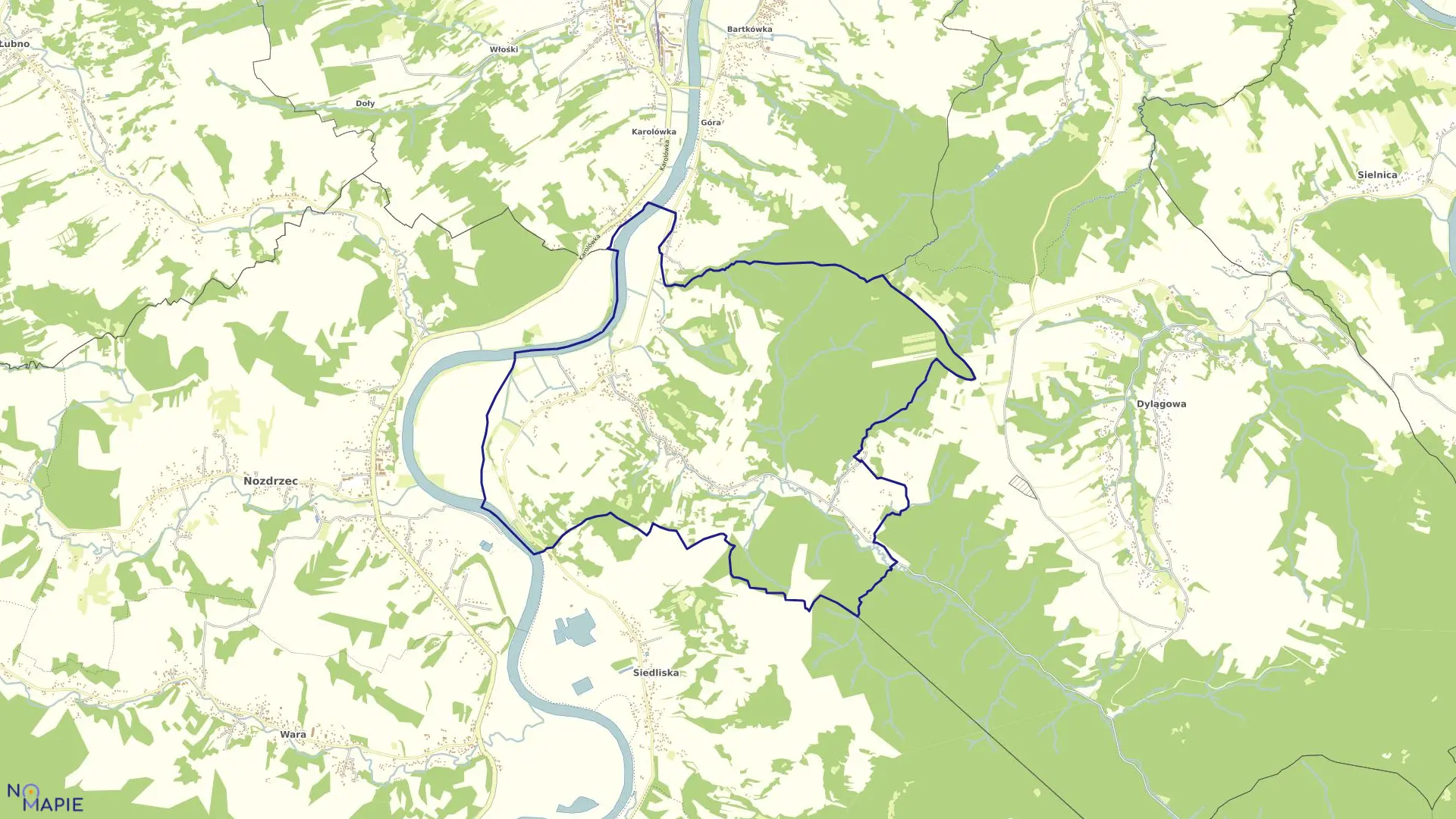 Mapa obrębu Dąbrówka Starzeńska w gminie Dynów