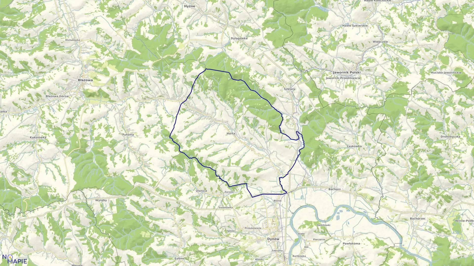 Mapa obrębu Harta w gminie Dynów