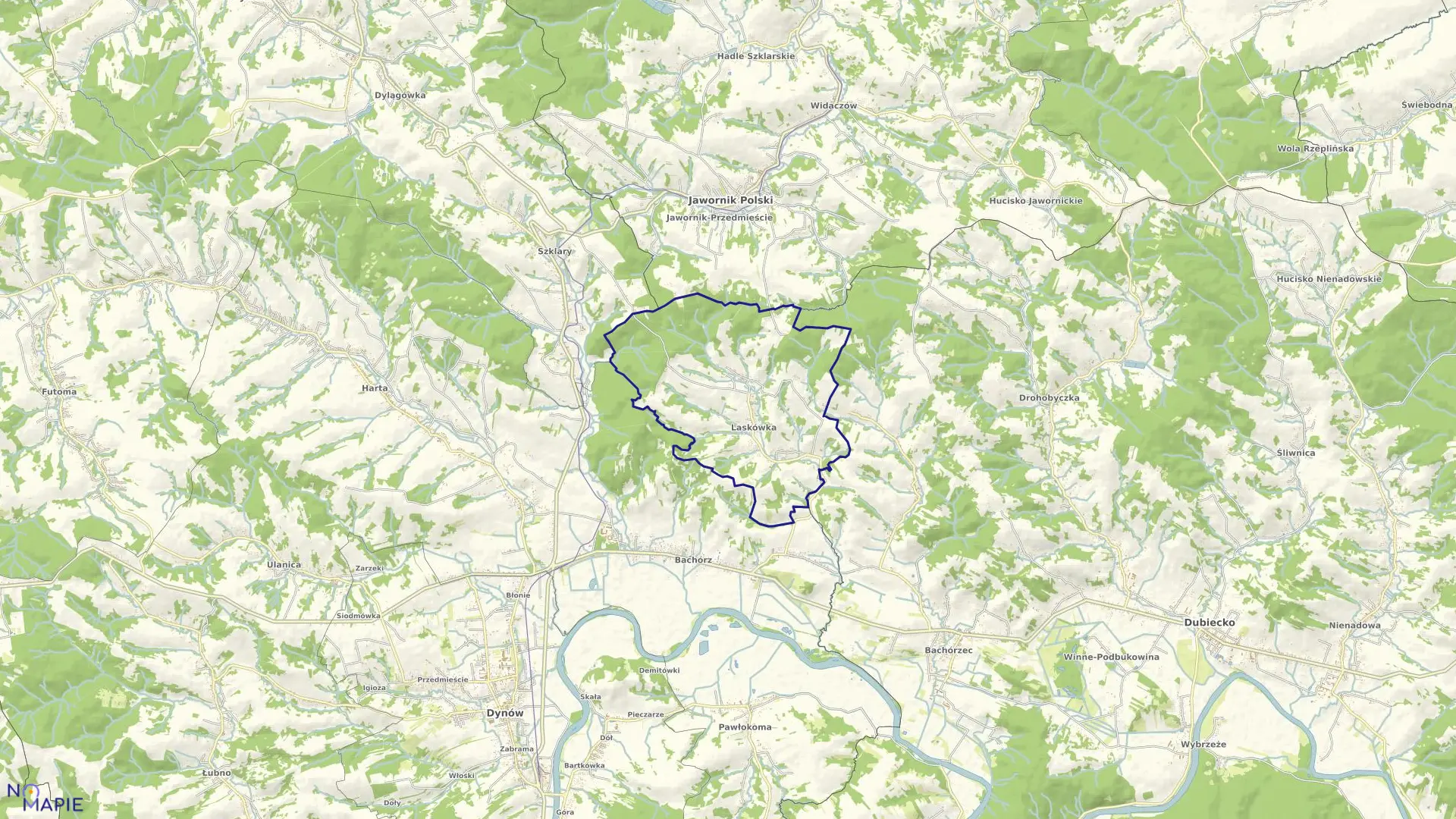 Mapa obrębu Laskówka w gminie Dynów
